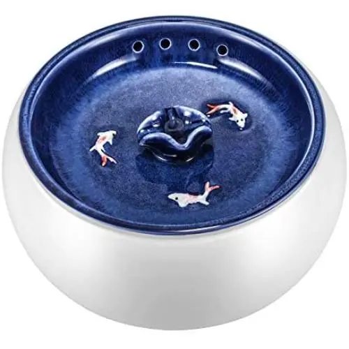 Erosmile Ceramic Pets Water Dispenser,Fountain Pet Supplies，Automatic circulating Silent Intelligent Pets Water Fountain，10 Filter Packets，Easy to Clean.