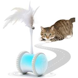 HIPIPET Robotic Interactive Cat Toy with Teasing Feather, USB Charging, Irregular Moving, Large Capacity Battery Automatic Cat Toy for Kitten Cats