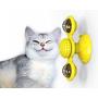Windmill Cat Toy, Cat Turntable Teasing Interactive Toy with Suction Cup, Portable Windmill Scratch Hair Brush for Cats
