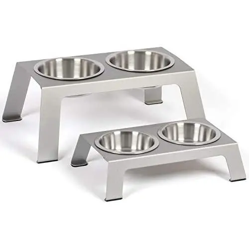 PetFusion Elevated Dog Bowls, Cat Bowls -- Premium Anodized Aluminum Feeder (Short 4''). Us Food Grade Stainless Steel Raised Bowls PetFusion Elevated Dog Bowls, Cat Bowls -- Premium Anodized Aluminum Feeder (Short 4''). Us Food Grade Stainless Steel Raised Bowls