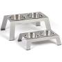 PetFusion Elevated Dog Bowls, Cat Bowls -- Premium anodized Aluminum feeder (Short 4'', Tall 8'' options). US FOOD GRADE Stainless Steel raised bowls
