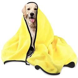 Lainrrew Dog Towels, Super Absorbent Microfiber Pet Bath Towel Large Size Drying Towel for Small Medium Large Dogs and Cats