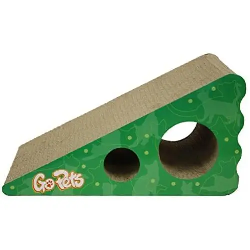 GoPets Premium Cat Scratcher, Wedge Shaped Corrugated Cardboard is Reversible Lasts 2X Longer Includes 1 Pack Catnip, Natural Incline More Ergonomic Than Scratching Post, Cutouts to Hide Toys GoPets Premium Cat Scratcher, Wedge Shaped Corrugated Cardboard is Reversible Lasts 2X Longer Includes 1 Pack Catnip, Natural Incline More Ergonomic Than Scratching Post, Cutouts to Hide Toys