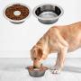 BINGPET Stainless Steel Slow Feed Dog Bowl - 4 Cup Extra Large Pet Slow Feeder, 2 Standard Metal Bowls Fit Elevated Feeders, Eating Bowl, Stops Dog Food Gulping, Dog Food and Water Bowl