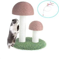 MOUOGO Cat Scratching Post, Mushroom Scratching Post for Kittens & Cat, Natural Sisal Cat Scratchers - Cat Furniture Toy for Kitty