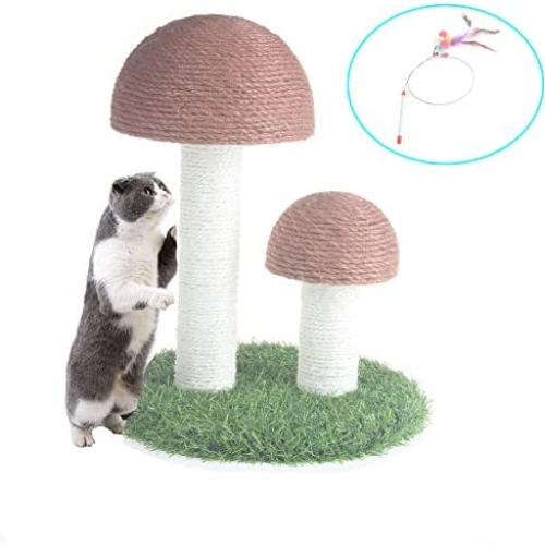 MOUOGO Cat Scratching Post, Mushroom Scratching Post for Kittens & Cat, Natural Sisal Cat Scratchers - Cat Furniture Toy for Kitty