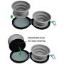 KALLAK Travel Twin Pet Bowls for Dogs or Cats, Collapsible Silicone Bowls for Food and Water Feeding, Foldable Zip Up Oxford Cloth Carry Case with Carabiner Clip, Portable Hiking Dog Bowl