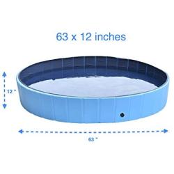 Kurala 63 Inch Large Foldable Portable Dog Pool Collapsible Pet Bathing Tub Kiddie Pool for Cats Dogs and Kids