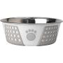 PetRageous 13095 Fiji Stainless-Steel Non-Slip Dishwasher Safe Dog Bowl 3.75-Cup Capacity 6.75-inch Diameter 2.5-inch Tall for Medium and Large Dogs, White and Gray
