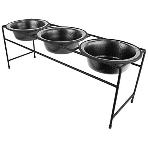 Platinum Pets Modern Triple Diner Feeder with Stainless Steel Cat/Dog Bowls