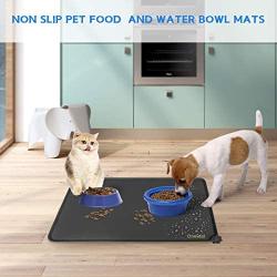 Silicone Dog Food Mat Waterproof Pet Feeding Mat Cat Water Bowl Mat Non-Slip Pet Safety Grade Silicone with Raised Edges Easy Clean Collect Food and Water Spills for Small and Medium Pets