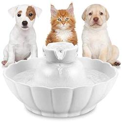 DFVV Pet Water Dispenser Intelligent Ceramic Pet Automatic Fountain Water Dispenser, Circulation Filter Pet Cat Water Feeder, Silent Drinking Water Artifact Pet Feeder (Color : White)