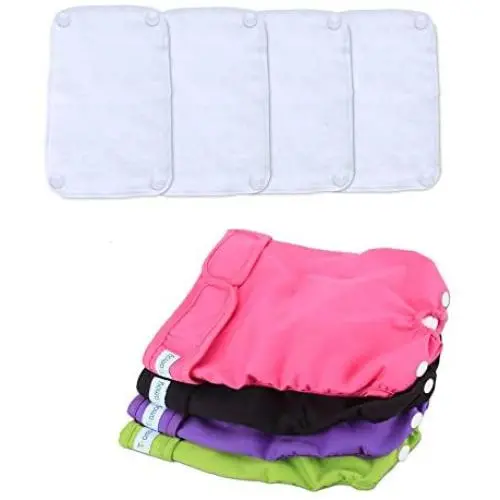 Teamoy Reusable Female Dog Diapers with Removable Pads(Pack of 4), Washable Doggie Diaper Wraps for Female Dogs, Super-Absorbent, Comfortable and Stylish, L1