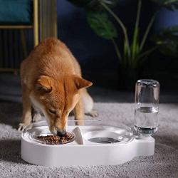 kimpets Pet Fountain Drinking Water pet Portable Water Fountain Double Bowl; Automatic Water and Food Bowls for Cats and Small Dog