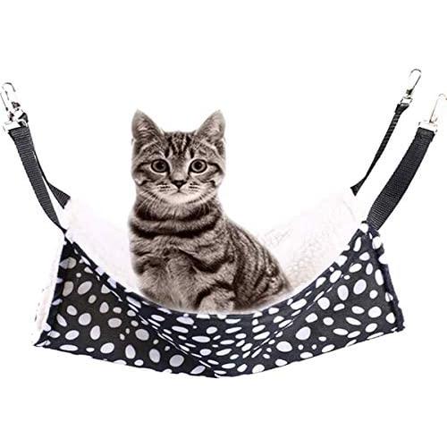 Rolybag Pet cage Hammock,pet Hammock,pet Cats Hammock,Soft Plush pet Bed,Suitable for Ferret Cotton Hammock,Guinea Pig,Hamster,Gerbil, Kittens,Cats cage,etc (Black-White dot 2)