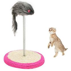 Pet Supplies Pet Cat Playing Toys Sisal Spring Seat Cat Scratch Board with Mouse, Board Diameter: 15cm, Random Color Delivery Pet Toys