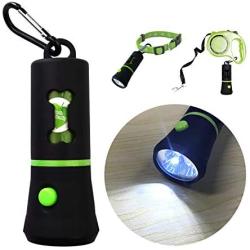 HaoDeng Waste Bags Dispenser with LED Flashlight, Poop Bag Holder for Dog Lead Leash, Diaper Bags Dispenser for Cradle or Car, Never Step on Poop Again at Night, Includes 1 Roll(15 Bags Per Roll)