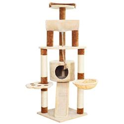 LXHONG-Cat tree with Sisal Climbing Ladder, Stable and Reliable Cat Tower, Cat Climbing Tower with Cat Litter for Living Room Next to The TV Cabinet Sisal, Easy to Install