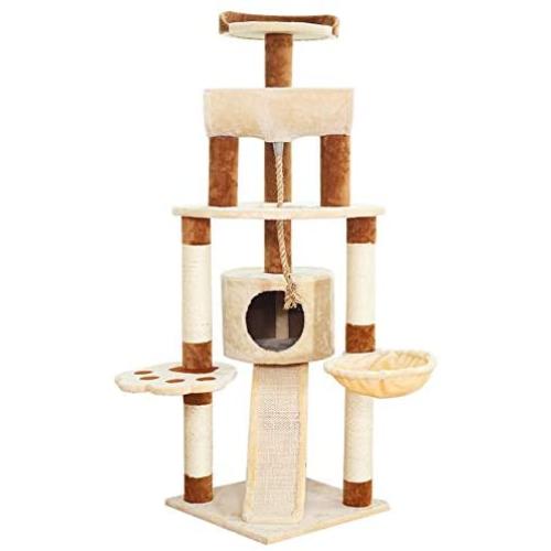 LXHONG-Cat tree with Sisal Climbing Ladder, Stable and Reliable Cat Tower, Cat Climbing Tower with Cat Litter for Living Room Next to The TV Cabinet Sisal, Easy to Install