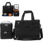 Kundu Cat & Dog Travel Bag - Includes 2 Food Carriers, 2 Bowls & Place Mat - Airline Approved - Black