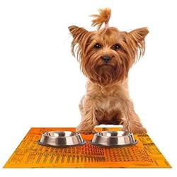 KESS InHouse Fotios Pavlopoulos Parisian Sunsets Orange City Feeding Mat for Pet Bowl, 18 by 13-Inch