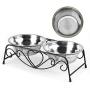 Raised Dog Bowls, Double Dog Bowls Cat Food Water Bowls Feeder Dishes Rack Stand Stainless Steel