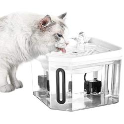 CATISM Cat Water Fountain,Dog Water Dispenser, 2.5L /84oz Silent Transparent Automatic Water Dispenser with replaceable Filter for the Health of pets