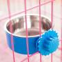 Blusea Fixed Pet Feeder, Stainless Steel Removable Food Water Bowl, Hanging Cage Cup Dish for Puppies Kitten Birds Rabbits Small Animals, for Crates & Cages