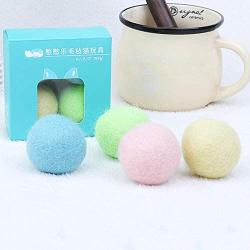 yiianger Wool Felt Ball Toys for Cats Kittens Colorful Eco-Friendly Cat Teaser Bell Balls