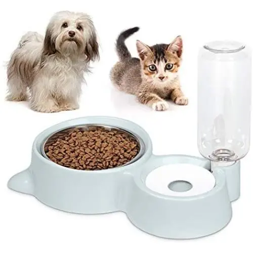 Dog Cat Bowls Food and Water Bowls Set, Automatic Water Dispenser Durable & Detachable Stainless Feeder Double Pet Bowls for Small Cats and Dogs Puppies Dog Cat Bowls Food and Water Bowls Set, Automatic Water Dispenser Durable & Detachable Stainless Feeder Double Pet Bowls for Small Cats and Dogs Puppies