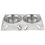 Eximious India Thanksgiving Gifts Elevated Dog and Cat Bowl Raised Pets Wooden Feeder with Stainless Steel Bowls, Food and Water Dispenser for Dogs, Cats and Pet Lovers 16 x 9 x 2.5 inches