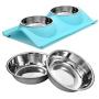 UPSKY Double Dog Cat Bowls and Replacement Stainless Steel Dog Cat Bowl, Pet Feeding Station for Small Dogs and Cats,12oz
