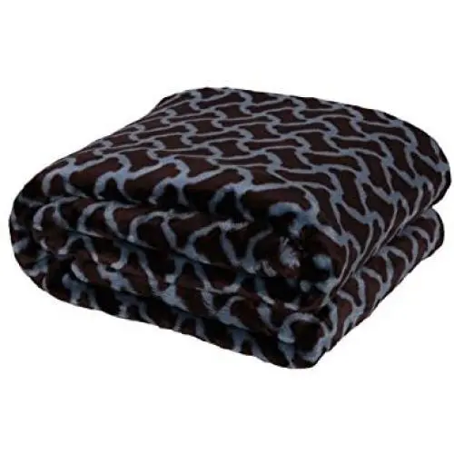long rich Printed Dog paw Flannel Throw Blanket, Coffee, by Happycare Textiles