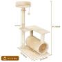 NA Premium Cat Tower Large Size Cat Tree for Activity with Tunnel 3 Tier Platform with Scratching Post and Toy Ball,Tan