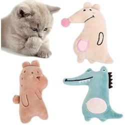 ocijf179 Cat Toy 6Pcs Pet Cat Kitten Plush Kangaroo Bear Claw Grinding Catnip Catmint Chewing Toy - Brown+Green+Beige