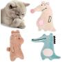 ocijf179 Cat Toy 6Pcs Pet Cat Kitten Plush Kangaroo Bear Claw Grinding Catnip Catmint Chewing Toy - Brown+Green+Beige