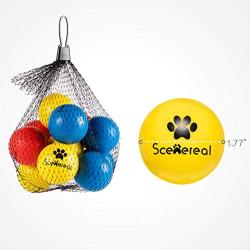 SCENEREAL Floatable Dog Rubber Ball 12 Packs - Floating Fetch Toy - Pet Racquetball 3 Pure Colors Safe Non-Toxic Training Toy for Dogs, High Elastic and Floating on Water, 1.77 Inch in Diameter