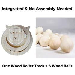 Cat Interactive Roller Toy 3 Level Tower Wood Tracks and 6 Balls Organic Metrial for Cats Fun Kitten Toys Excercise Indoor Game Study No Plastic Long Lasting Use Healthy Original Material
