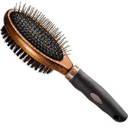 Pettom Dog Grooming Brush Pet Double Sided Pin Bristle Brush for Dogs Grooming Comb Remove Shedding Dirt Mats and Tangled Hair(Deshedding Brush)