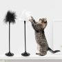 ocijf179 Cat Toy Pet Cat Kitten Feather Suction Cup Bell Teaser Interactive Wand Chew Play Toy - Black