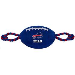 NFL Buffalo Bills Football Dog Toy, Tough Nylon Quality Materials with Strong Pull Ropes & Inner Squeaker in NFL Team Color