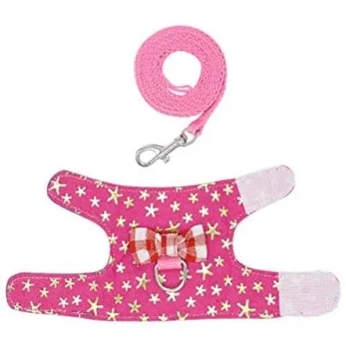 POPETPOP Small Animals Harness Vest and Leash Set, Adjustable Outdoor Walking Chest Strap Harness with Cute Bowknot for Rabbit, Guinea Pig Hamster POPETPOP Small Animals Harness Vest and Leash Set, Adjustable Outdoor Walking Chest Strap Harness with Cute Bowknot for Rabbit, Guinea Pig Hamster