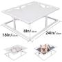 Reversible Elevated Cat Cot Bed, Winter Summer Dual-purpose Cat Hammock Puppy Nest Camping Bed, Striped Canvas & White Fleece, Portable Indoor/Outdoor Pet Lounge, Detachable Cover, Stable PVC Frame
