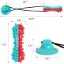 Suction Cup Dog Toy, Natural Rubber Puppy Training Teeth Cleaning Rope Chew Toys for Aggressive Chewers, Interactive Tug of War Treat Balls for Pet, Toothbrush Bone for Boredom Small Medium Large Dogs
