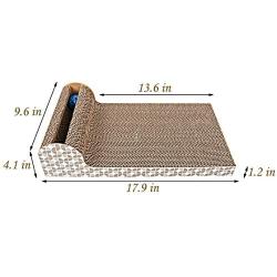 Cat Scratcher Cardboard, Cat Scratching Pad with Ball，Recycle Corrugated Cat Scratch Lounge Sofa Bed for Furniture Protector (100% Organic Catnip Included).