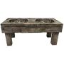 Huntley Pet Berjen Table Elevated Double Bowl Pet Feeder, Brown Wash