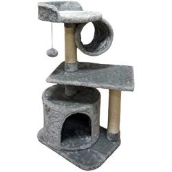 FISH&NAP Cat Tree Cat Tower Cat Condo Sisal Scratching Posts with Jump Platform and Cat Ring Cat Furniture Activity Center Kitten Play House Grey