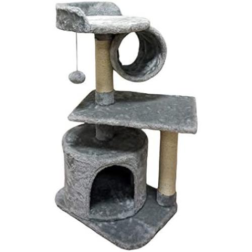 FISH&NAP Cat Tree Cat Tower Cat Condo Sisal Scratching Posts with Jump Platform and Cat Ring Cat Furniture Activity Center Kitten Play House Grey