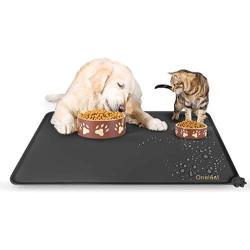 Silicone Dog Food Mat Waterproof Pet Feeding Mat Cat Water Bowl Mat Non-Slip Pet Safety Grade Silicone with Raised Edges Easy Clean Collect Food and Water Spills for Small and Medium Pets