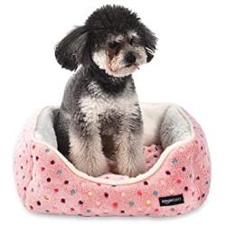 Amazon Basics Cuddler Bolster Pet Bed, Pink Polka Dots